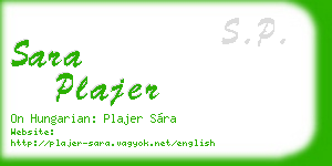sara plajer business card